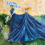 Blue Dress With Doves