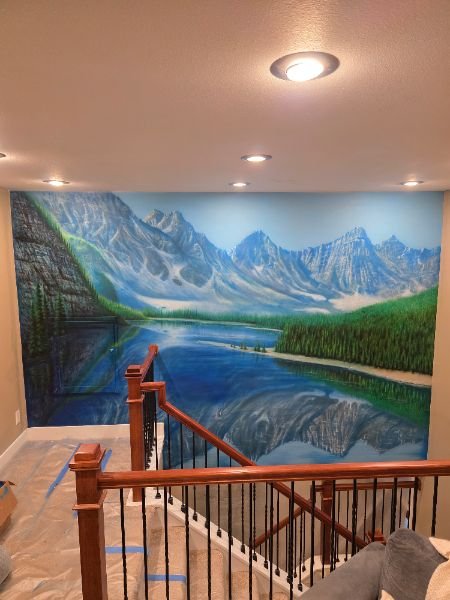 mountain stairway mural